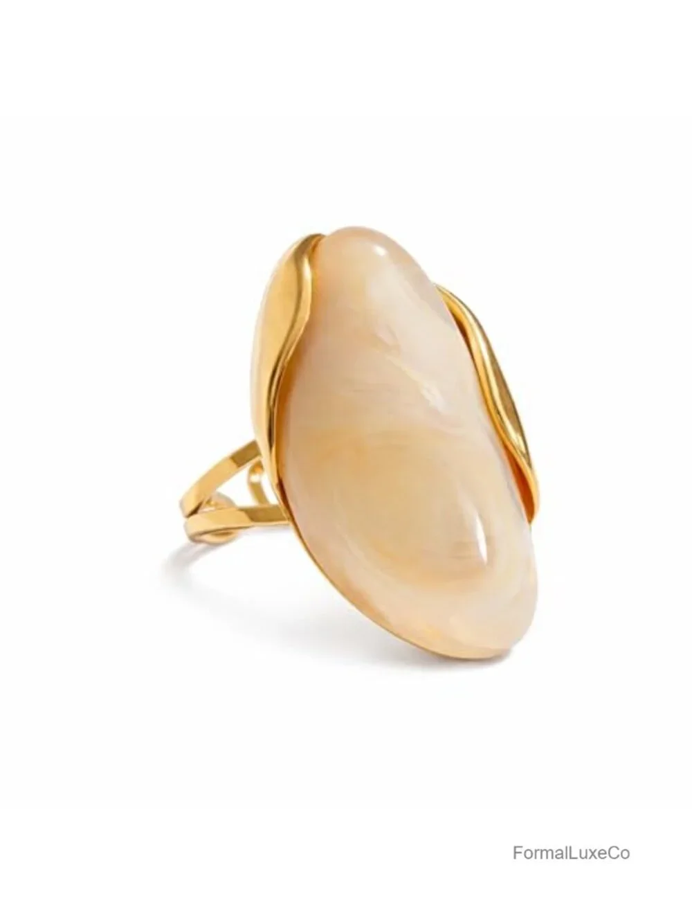 Chunky Acrylic Statement Ring for Women Adjustable Gold Plated Stainless Steel